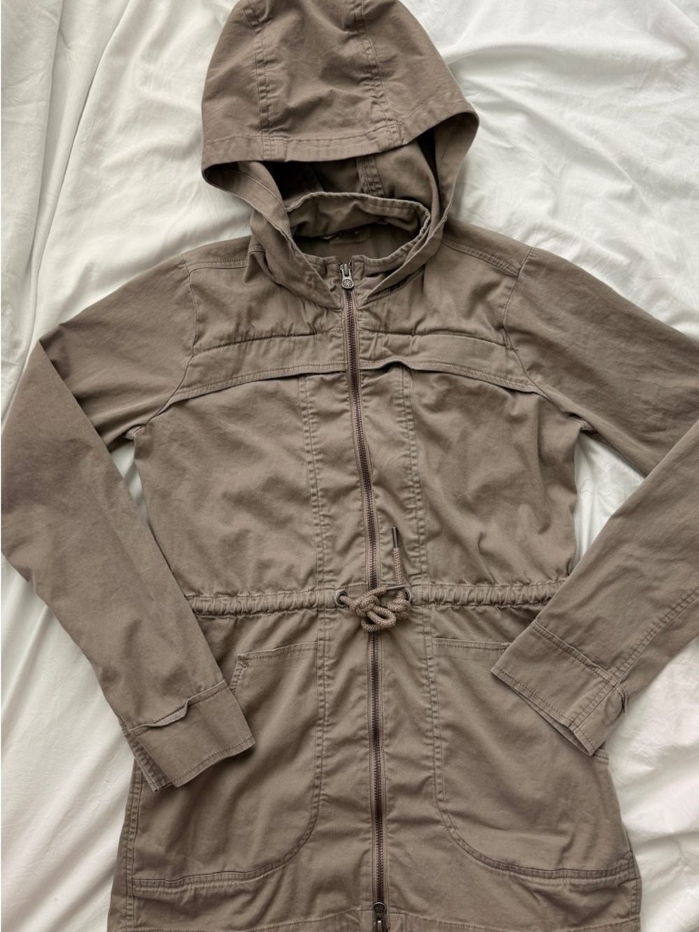 Athleta All Good Anorak Hooded Utility Jacket - Classic Taupe Small